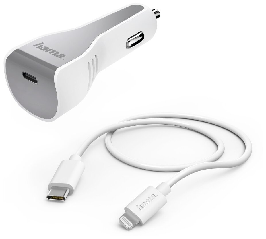 Комплект зарядного устройства HAMA H-183317, USB type-C, 8-pin Lightning (Apple), 3A, белый - фото №1