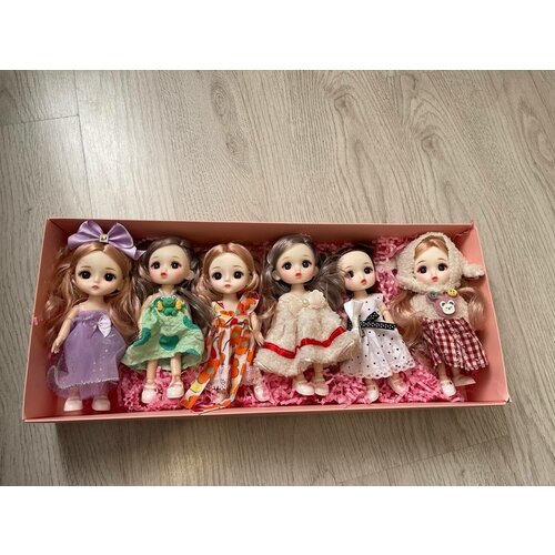 Шарнирные мини-куклы, в наборе 6шт