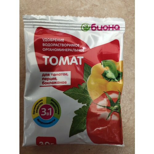 Удобрение Томат 3 в 1 Биона. Водорастворимое, органоминеральное, универсальное для томатов, перцев, баклажанов