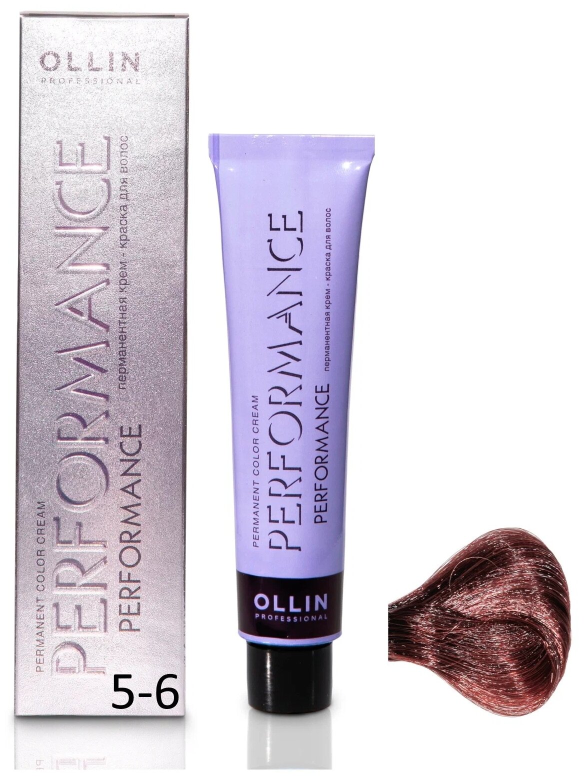 OLLIN Professional Performance перманентная крем-краска для волос, 5/6 светлый шатен красный, 60 мл