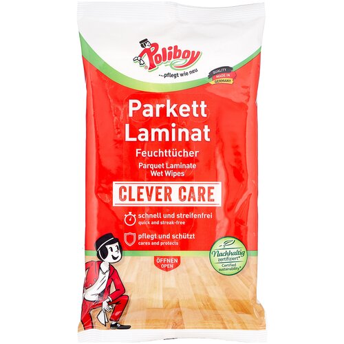 POLIBOY Влажные салфетки для паркета и ламината, 1уп.х15шт