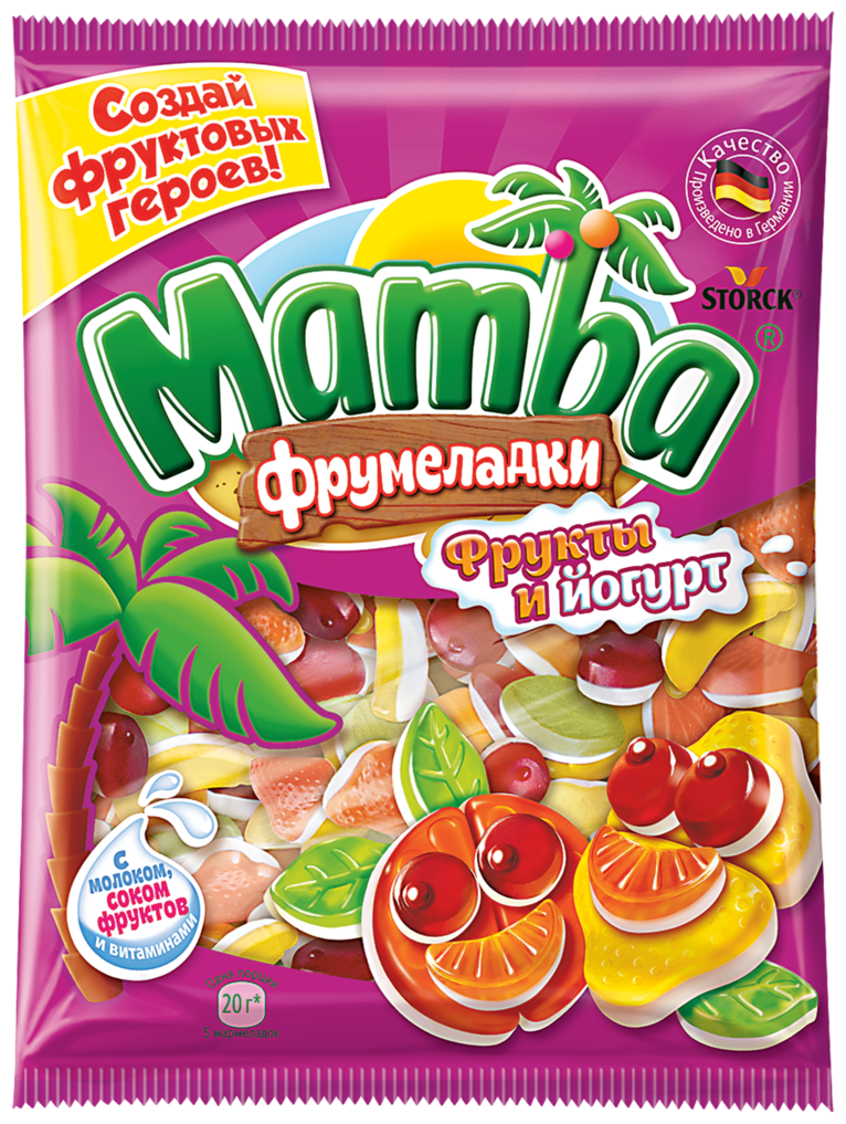 Мармелад жевательный MAMBA Фрумеладки Фрукты и йогурт, 140г