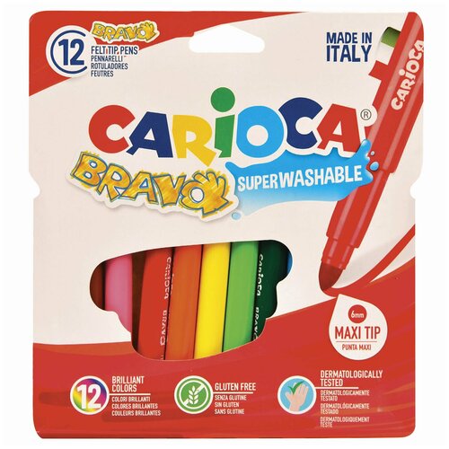 Фломастеры CARIOCA 42755, комплект 2 шт. фломастеры акварельные carioca италия aquarell 12 цветов наконечник кисть смываемые картонный конверт 2 шт