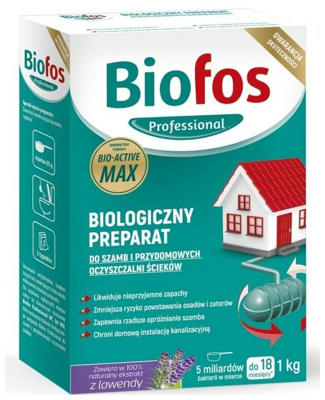 Biofos Professional Биологиеческий препарат для септиков, дачных туалетов и придомовых очистных станций 1 кг в коробке