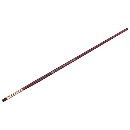 фото Кисть художественная синтетика бордовая гамма "вернисаж", плоская №6, длинная ручка, 300041 гамма_художка/хобби