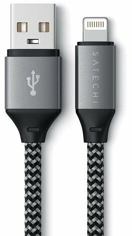 Кабель интерфейсный Satechi ST-TAL10M USB Type-A на Lightning. Длина 25 см. Цвет: серый космос.