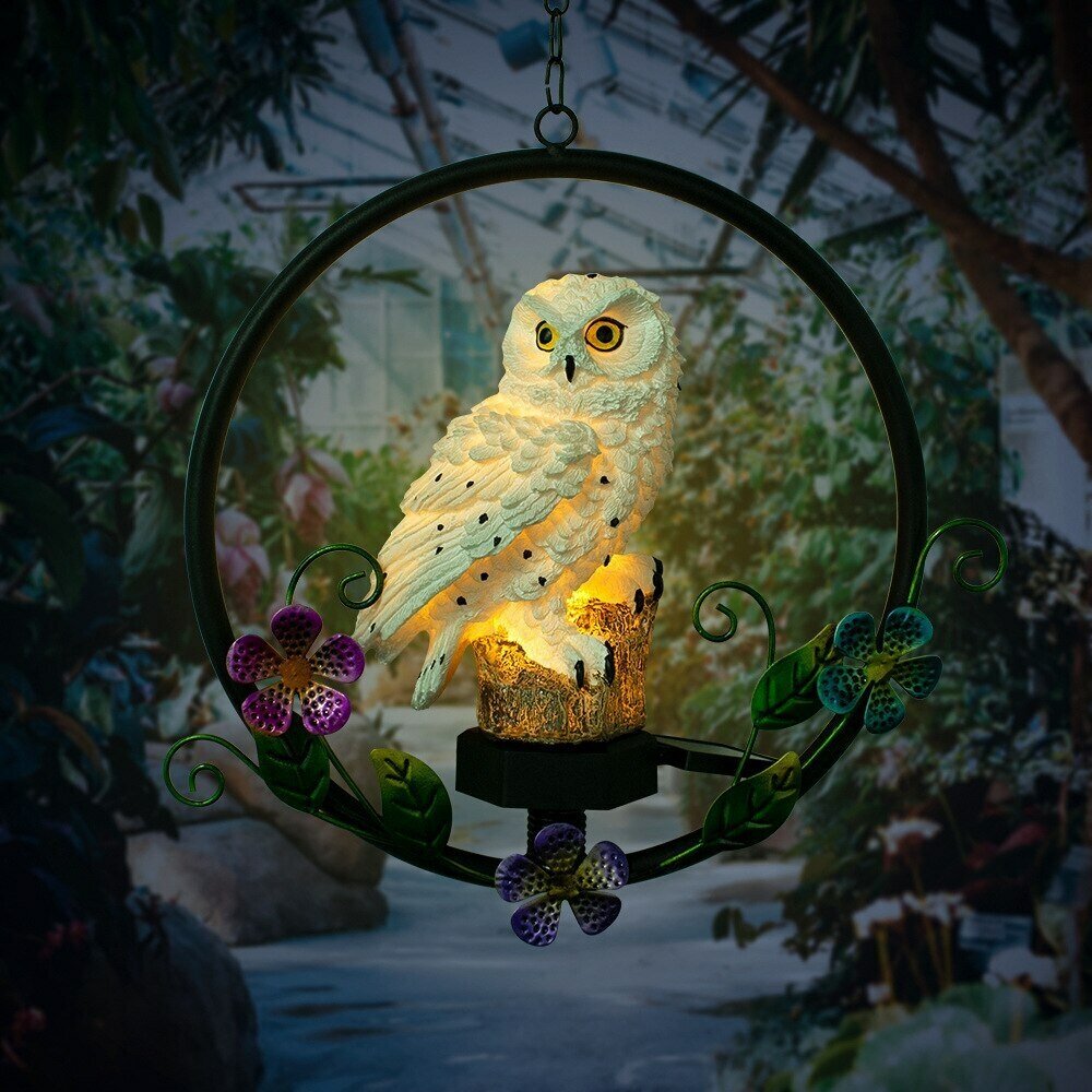 Фонарь садовый на солнечной батарее/Уличный светильник Попугай жёлто-голубой подвесной