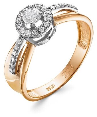 Кольцо Бриллианты Костромы, комбинированное золото, 585 проба, бриллиант, размер 19, золотистый