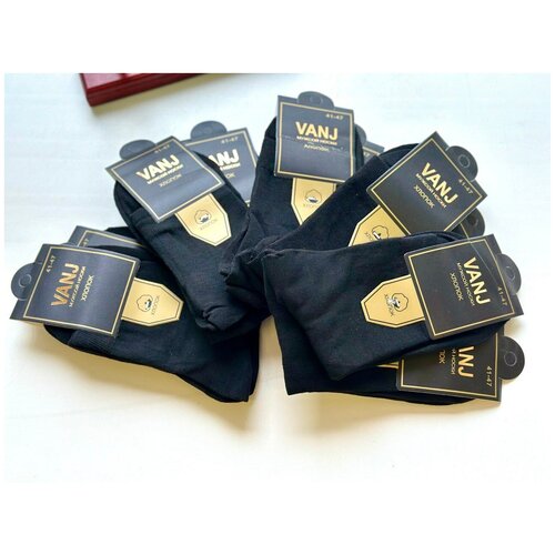 фото Мужские носки vanj, 10 пар, классические, нескользящие, размер 41-47, черный