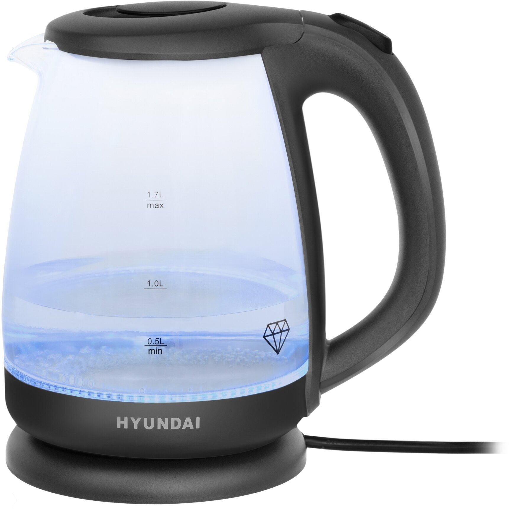 Чайник электрический HYUNDAI , 2200Вт, серый - фото №9