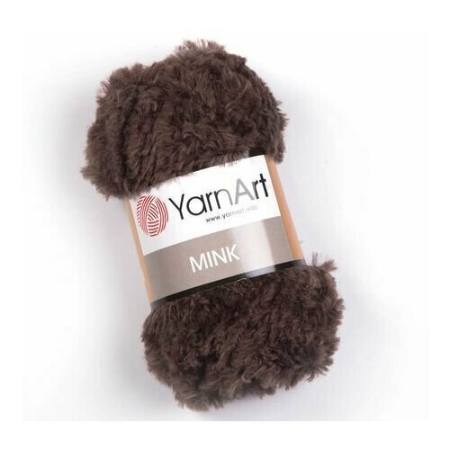 Пряжа Yarnart Mink -3 шт, темно-бежевый (333), 75м/50г, 100% полиамид, меховая пряжа ярнарт минк