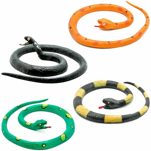 Игрушки резиновые фигурки тянучки Змеи, 59 см. / 4 шт. игрушки резиновые фигурки тянучки осьминоги 19 см набор 3 штуки
