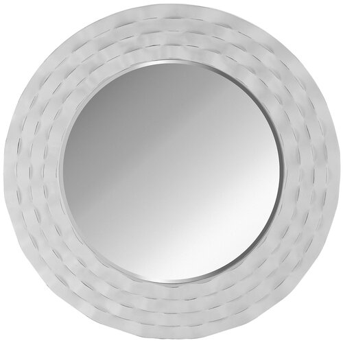 Декоративное интерьерное настенное зеркало PATTERHOME марбелья белое серебро, 90см х 90см, круглое, белое