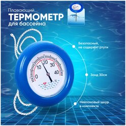 Термометр (градусник) с зондом для бассейна плавающий Vommy круглый 30 см