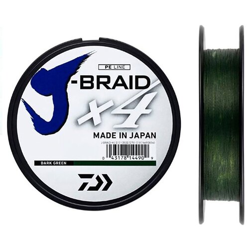 Печать Шнур Daiwa J-Braid X4 - 0.10 мм (Dark Green, 135 м)