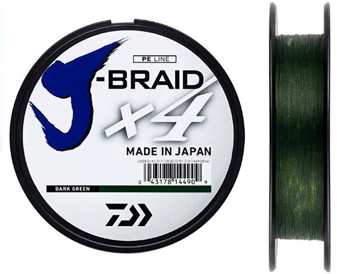 Печать Шнур Daiwa J-Braid X4 - 0.10 мм (Dark Green, 135 м)