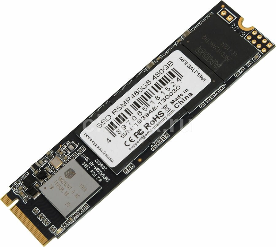 SSD накопитель AMD Radeon R5MP480G8 480ГБ, M.2 2280, PCI-E 3.0 x4, NVMe