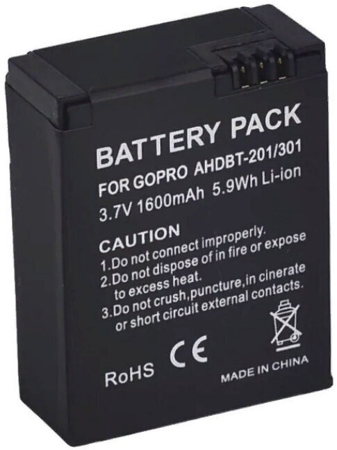 Аккумулятор батарея AHDBT-201/301 для экшн камеры GoPro Hero 3/3+ 1600 mAh