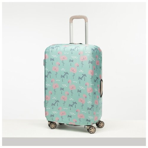 фото Чехол для чемодана сред 24" фламинго, 38*28*59, бирюзовый 4613660 сима-ленд
