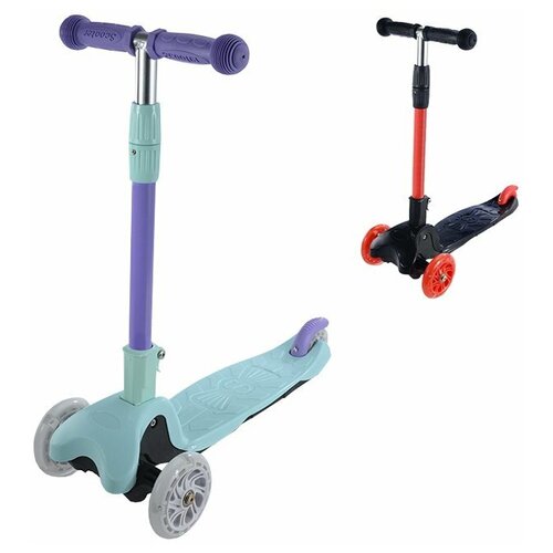 фото Самокат трехколесный кикборд, колеса свет, до 50кг, складная ручка 141-183р самокат кнр5