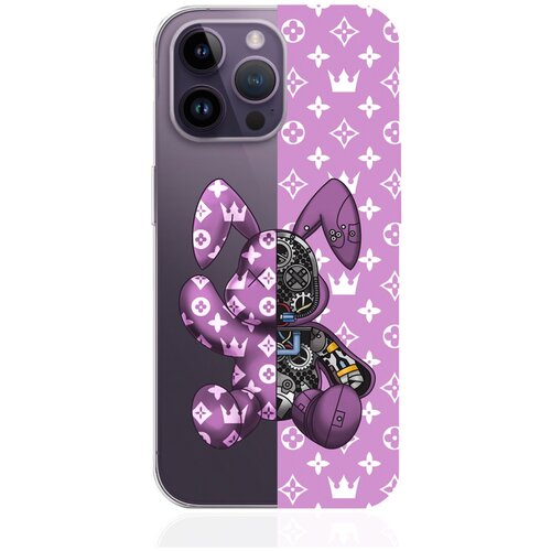 Прозрачный силиконовый чехол MustHaveCase для iPhone 14 Pro Max Bunny Розовый для Айфон 14 Про Макс