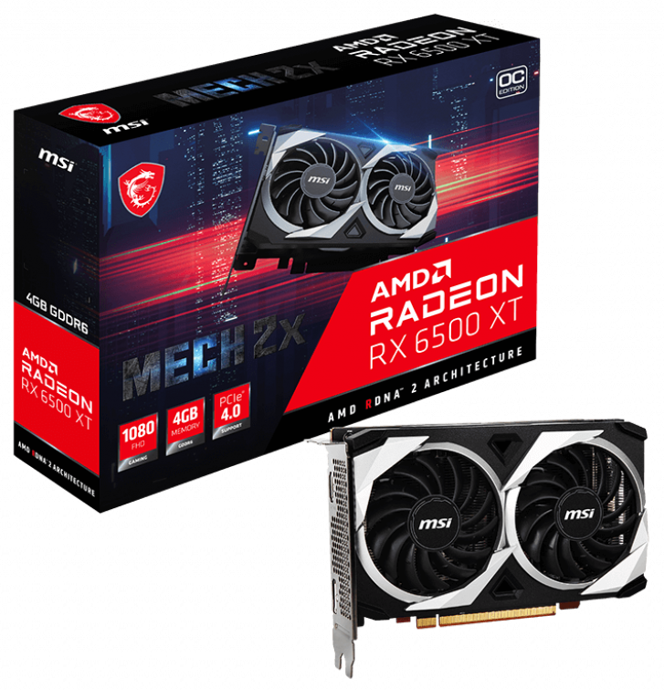 Видеокарта MSI Radeon RX 6500 XT MECH 2X 4G OC