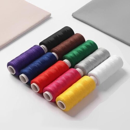Набор швейных ниток 40 ЛШ 200м многоцветный (10 шт) швейный набор в пакете 1 нитки 8шт иголки в наборе