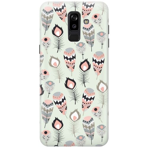 фото Gosso ультратонкий силиконовый чехол-накладка для samsung galaxy j8 (2018) с принтом "перья бохо"