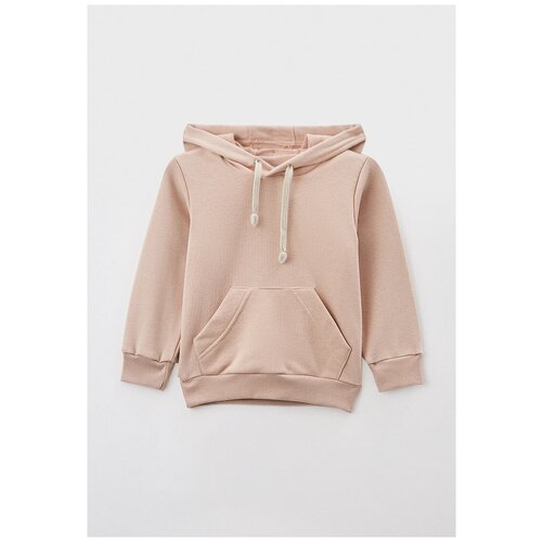 фото Худи diva kids, 134 размер, бежевый, с капюшоном, с карманом