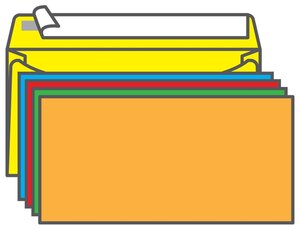 Конверт С65, KurtStrip, 114*229мм, б/подсказа, б/окна, отр. лента, радуга (5цв.*2шт.)