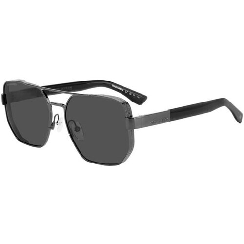 Солнцезащитные очки DSQUARED2, квадратные, оправа: металл, для мужчин, серый