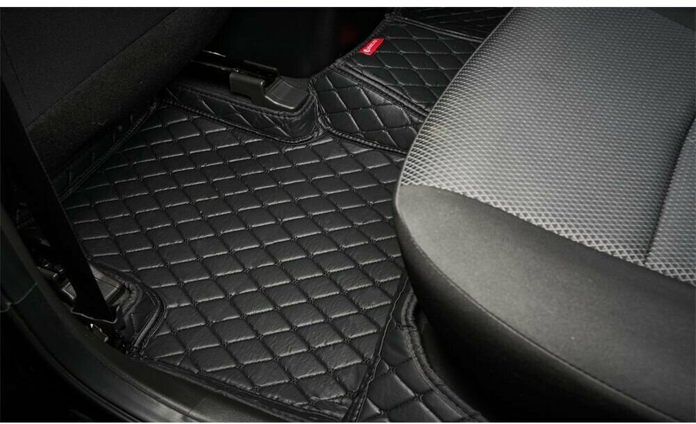 Кожаные 3D коврики Autozs Premium для Mercedes-Benz E-klasse V (W213) (2016+) черные с черной строчкой