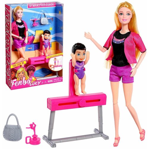 Кукла-модель шарнирная Спортсменка с малышкой, с аксессуарами, Микс кукла модель беременная лиза с малышкой коляской и аксессуарами микс