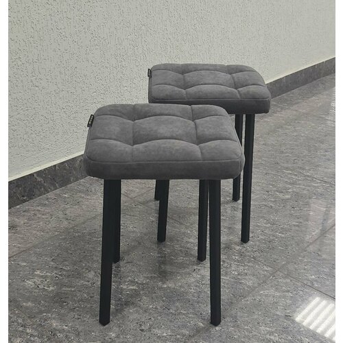 Табурет пуф Лофт для кухни/прихожей/спальни/цвет темно-серый/ноги черные прямоугольные/4шт