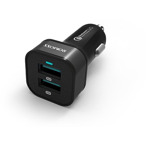 Универсальная автомобильная зарядка ROMOSS AU36P 36W с 2 USB-портами с функцией быстрой зарядки QC 30 Черная 758₽