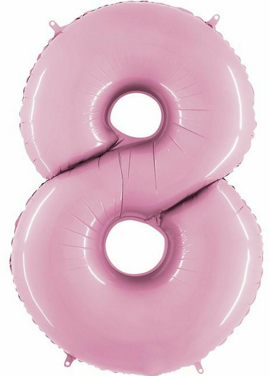 Воздушный шар Цифра 8, нежно-розовый, 101 см