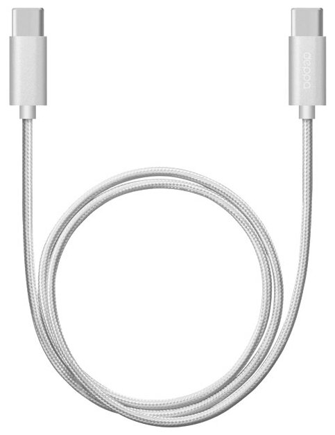 Кабель Deppa Alum USB Type-C - USB Type-C, алюминий/нейлон, USB 2.0, 3A, 1.2м, 1.2м, серебро, Deppa