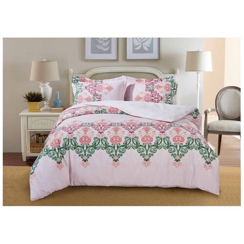 фото Постельное белье евростандарт selena paisley розовый шербет, сатин, 50 х 70 см, розовый