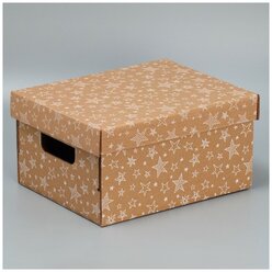 Складная коробка бурая "Звезды", 31,2 х 25,6 х 16,1 см