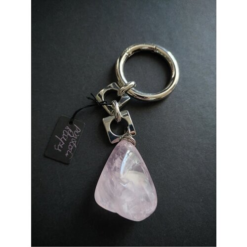 Кулон брелок на сумку талисман розовый кварц цепь крупная