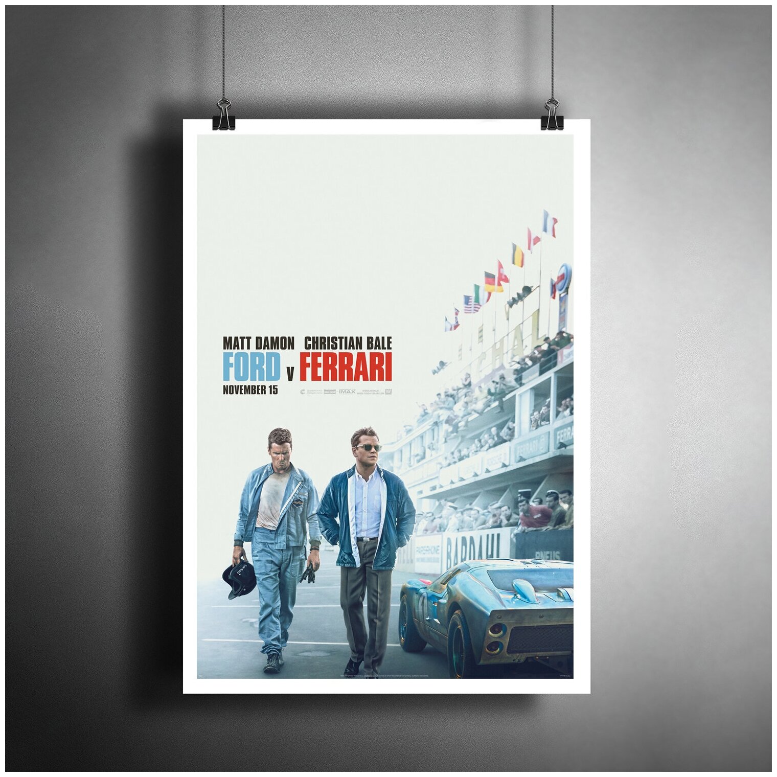 Постер плакат для интерьера "Фильм: Ford против Ferrari"/ Декор дома, офиса, комнаты A3 (297 x 420 мм)