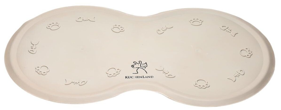 фото Коврик под миску для животных Kuchenland, 48х30 см, резина, серо-бежевый, Favorite pet