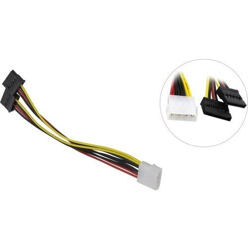 Переходник Exegate Molex - 2x SATA, 0.15m (EX138935RUS) переходник адаптер exegate ex138935rus желтый черный красный белый