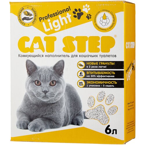 Комкующийся наполнитель Cat Step Professional Light бентонитовый, 6 л 2.5 кг 6 л