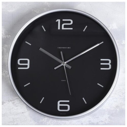 фото Часы настенные, серия: интерьер "эдит" d=30.5 см, серебро 5005006 тройка