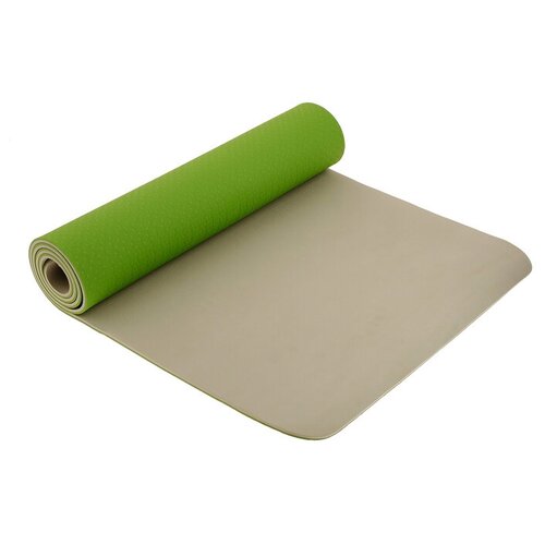 фото Коврик sangh yoga mat двухцветный, 183х61х0.8 см зелeный однотонный