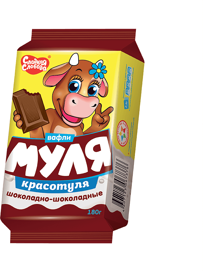 Вафли Сладкая Слобода Муля Красотуля шоколадно-шоколадные для детского питания 180г