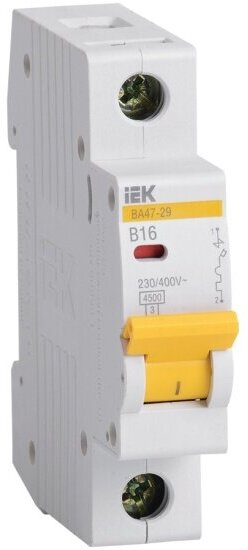 Автоматический выключатель Iek ВА47-29 1Р 16А 4,5кА х-ка В, MVA20-1-016-B