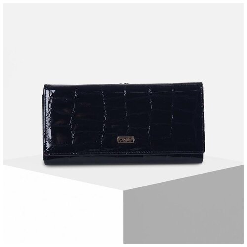 фото Кошелёк женский, 3 отдела на клапане, 2 отдела на фермуаре, цвет чёрный 6491200 . сима-ленд