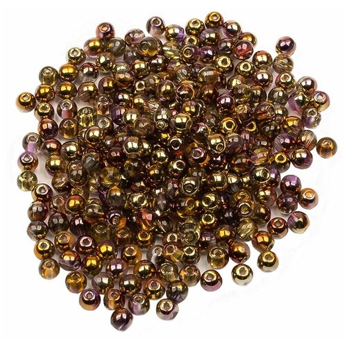 Стеклянные чешские бусины, круглые, Round Beads, 3 мм, цвет Crystal Sunny Magic Ember, 200 шт.